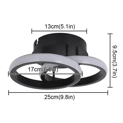 Modern circular white & black acrylic led ceiling light bedroom