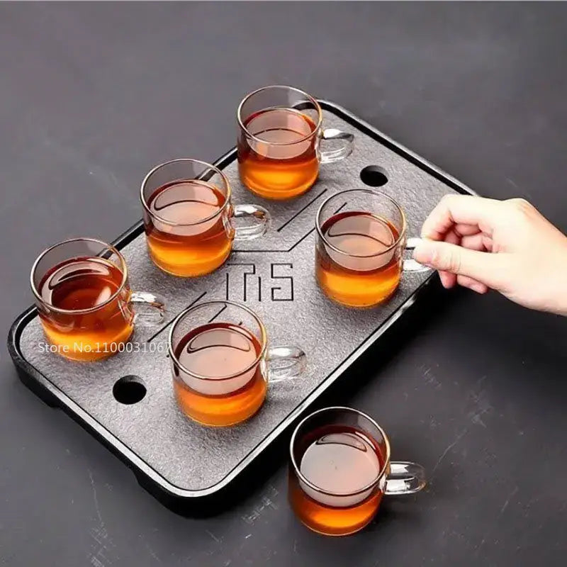 Modern clear 2pc 120ml glass handle coffee cup set for dining room