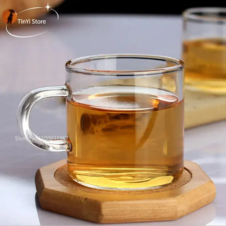 Modern clear 2pc 120ml glass handle coffee cup set for dining room