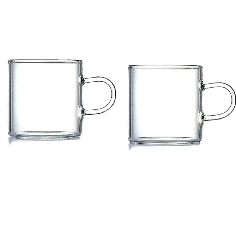 Modern clear 2pc 120ml glass handle coffee cup set for dining room