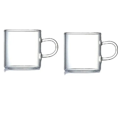 Modern clear 2pc 120ml glass handle coffee cup set for dining room