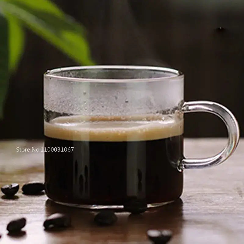 Modern clear 2pc 120ml glass handle coffee cup set for dining room