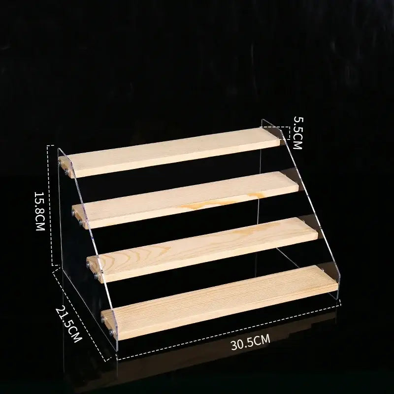 Modern clear acrylic and wood makeup organizer display – bedroom storage