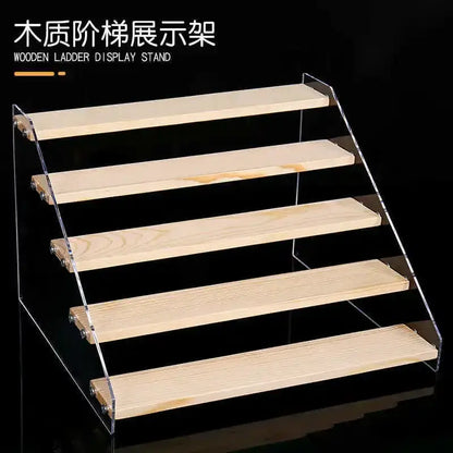 Modern clear acrylic and wood makeup organizer display – bedroom storage