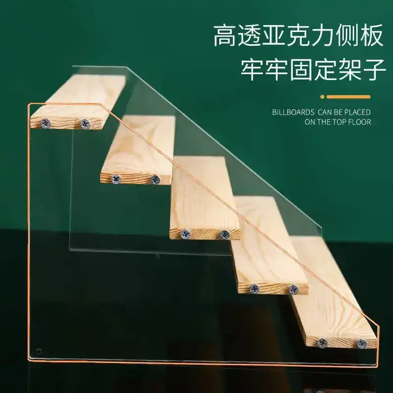 Modern clear acrylic and wood makeup organizer display – bedroom storage