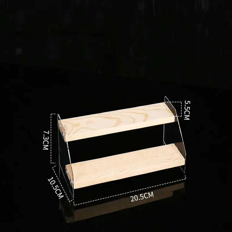 Modern clear acrylic and wood makeup organizer display – bedroom storage