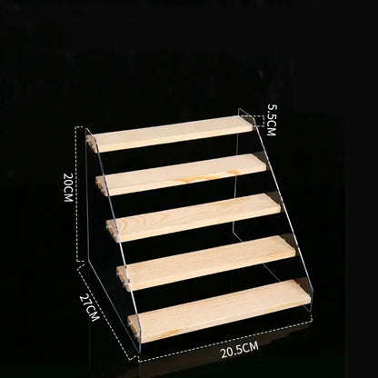 Modern clear acrylic and wood makeup organizer display – bedroom storage