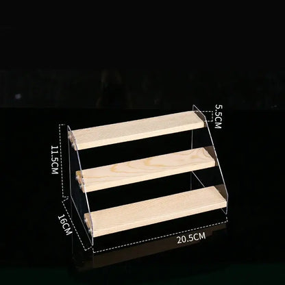 Modern clear acrylic and wood makeup organizer display – bedroom storage