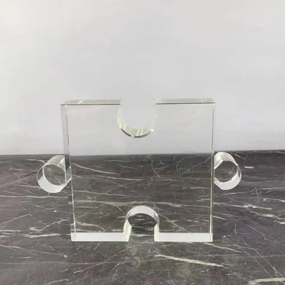 Modern clear acrylic crystal geometric puzzle bookends living room