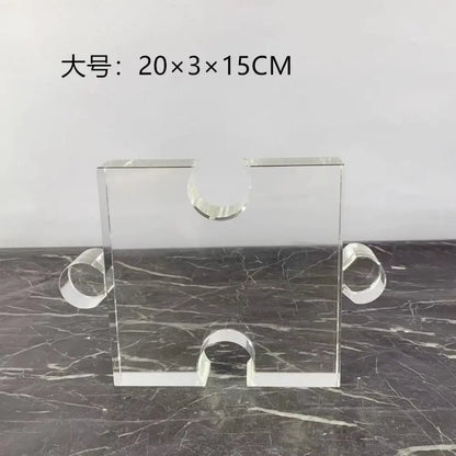 Modern clear acrylic crystal geometric puzzle bookends living room