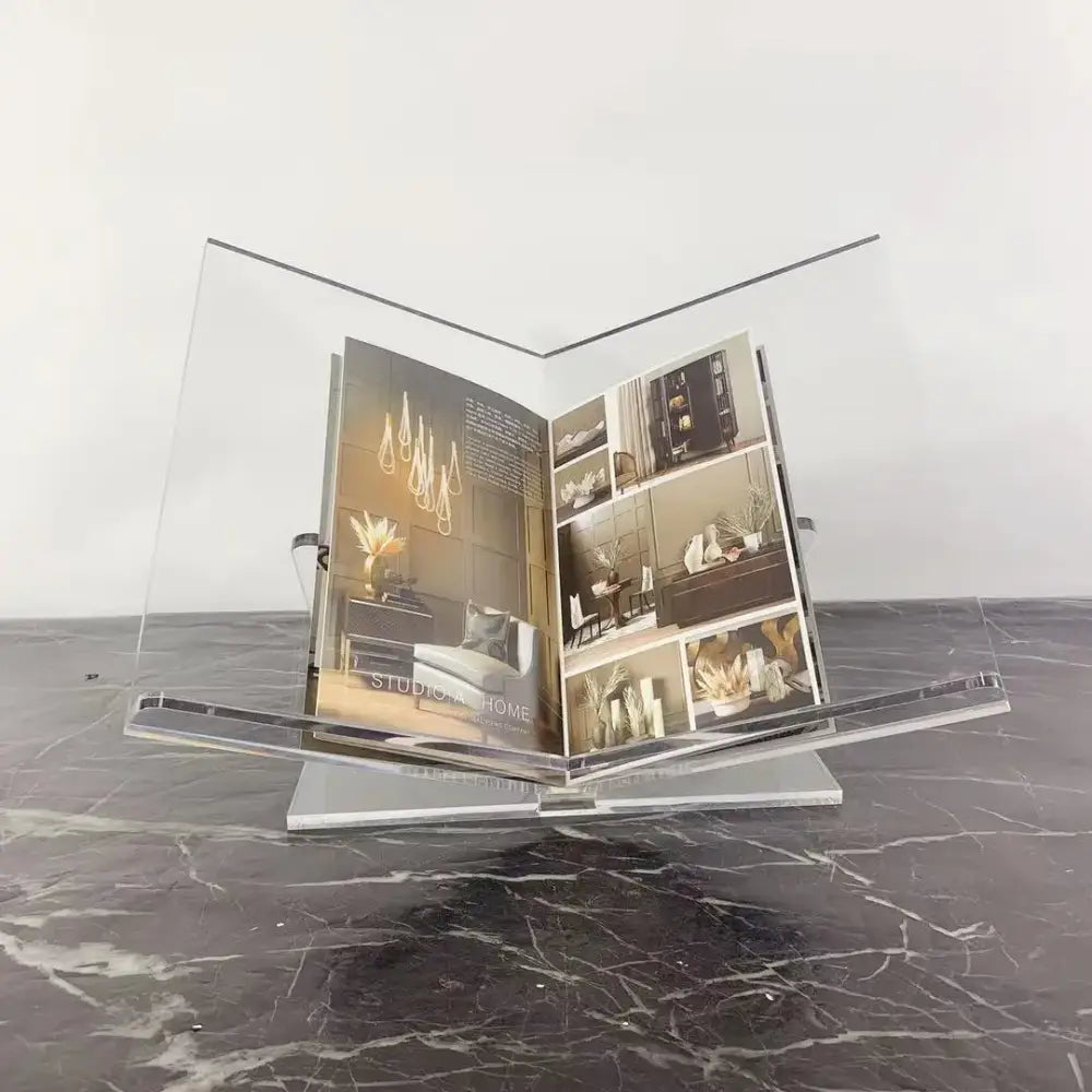 Modern clear acrylic geometric magazine rack office desktop storage