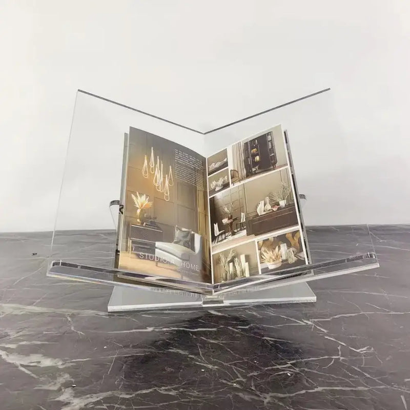 Modern clear acrylic geometric magazine rack office desktop storage