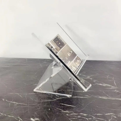 Modern clear acrylic geometric magazine rack office desktop storage