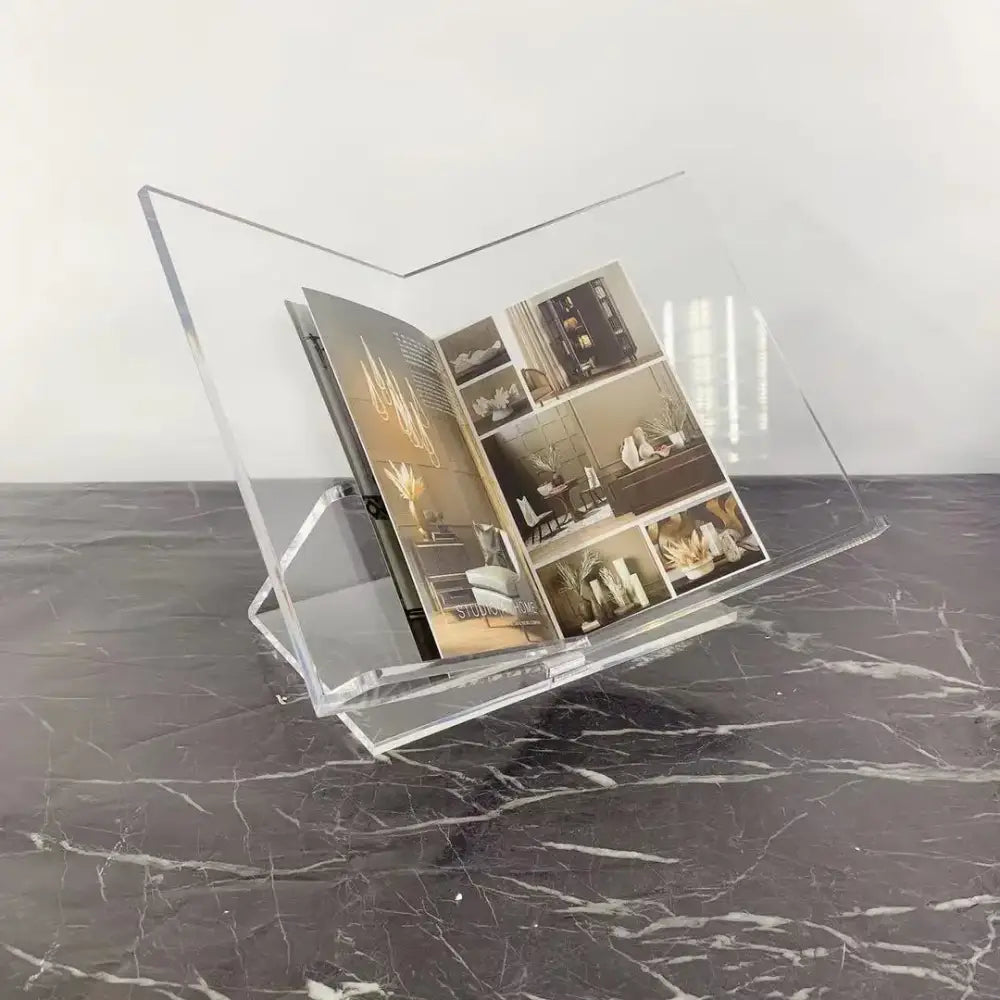 Modern clear acrylic geometric magazine rack office desktop storage