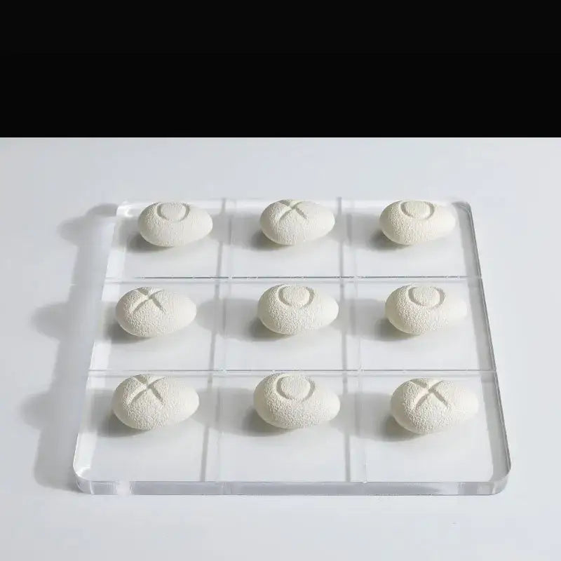 Modern clear acrylic tic tac toe board with resin pebble chess pieces living room decor