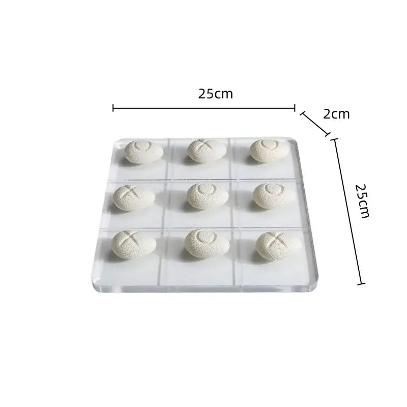 Modern clear acrylic tic tac toe board with resin pebble chess pieces living room decor