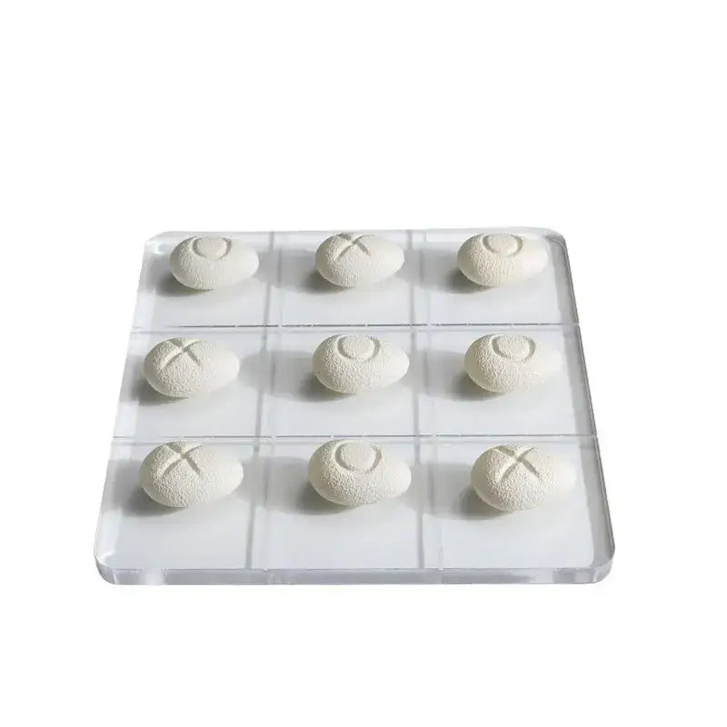 Modern clear acrylic tic tac toe board with resin pebble chess pieces living room decor