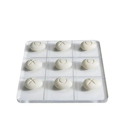 Modern clear acrylic tic tac toe board with resin pebble chess pieces living room decor