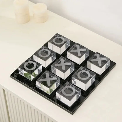 Modern clear acrylic tic tac toe set living room geometric crystal chess