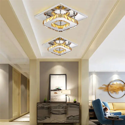 Modern clear & amber crystal led ceiling lights for living room