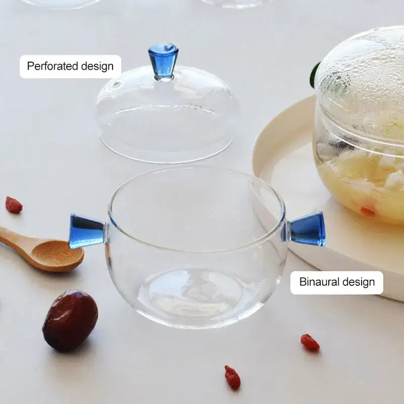 Modern clear and green glass bowl set kitchen simmer pot