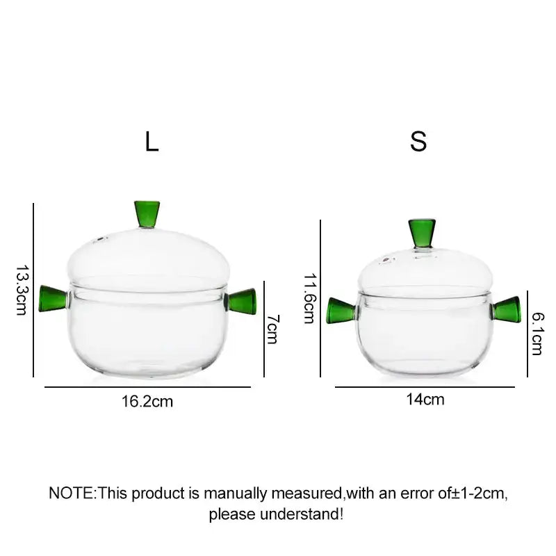 Modern clear and green glass bowl set kitchen simmer pot