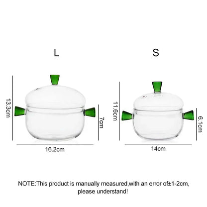 Modern clear and green glass bowl set kitchen simmer pot