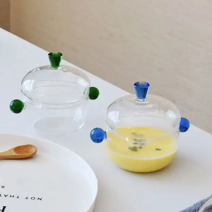 Modern clear and green glass bowl set kitchen simmer pot