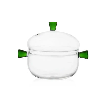 Modern clear and green glass bowl set kitchen simmer pot