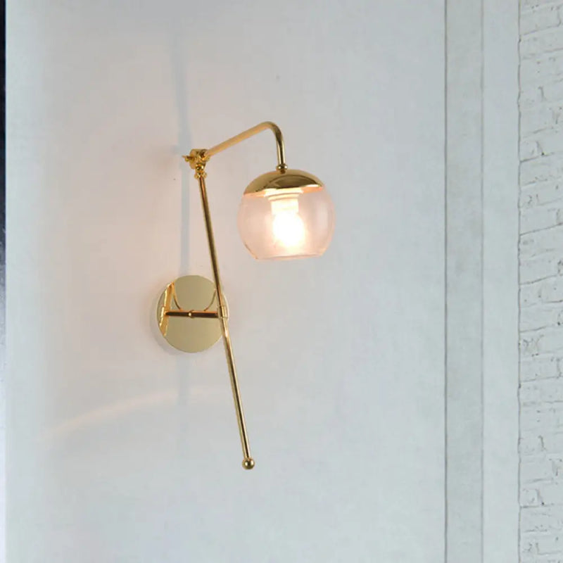 DecorBites™ Modern Clear/Black Glass Ball Wall Sconce Light Fixture with Metal Arm - Bedside Lighting