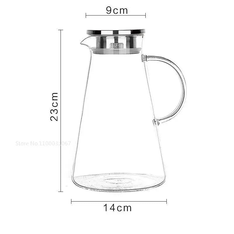 Modern clear borosilicate glass pitcher with stainless steel lid kitchen jug