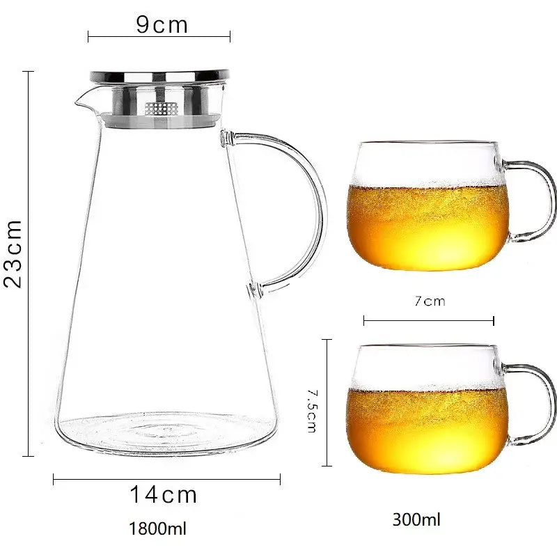 Modern clear borosilicate glass pitcher with stainless steel lid kitchen jug