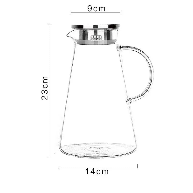 Modern clear borosilicate glass pitcher with stainless steel lid kitchen jug