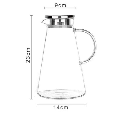 Modern clear borosilicate glass pitcher with stainless steel lid kitchen jug