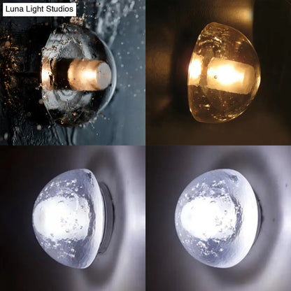 DecorBites™ Modern Clear Bubble Crystal Wall Sconce Hemisphere - Warm/White Light for Hallway & Living Room