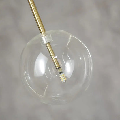 Modern clear bubble glass ball pendant light kitchen black metal fixtures