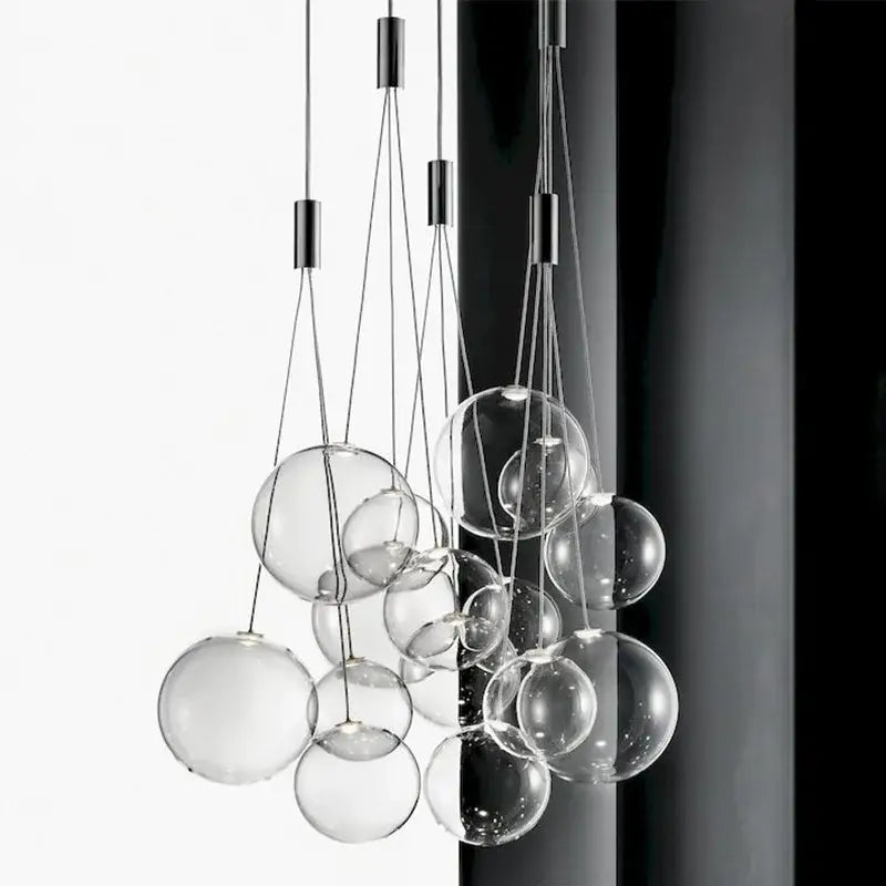 Modern clear bubble glass pendant light for dining room