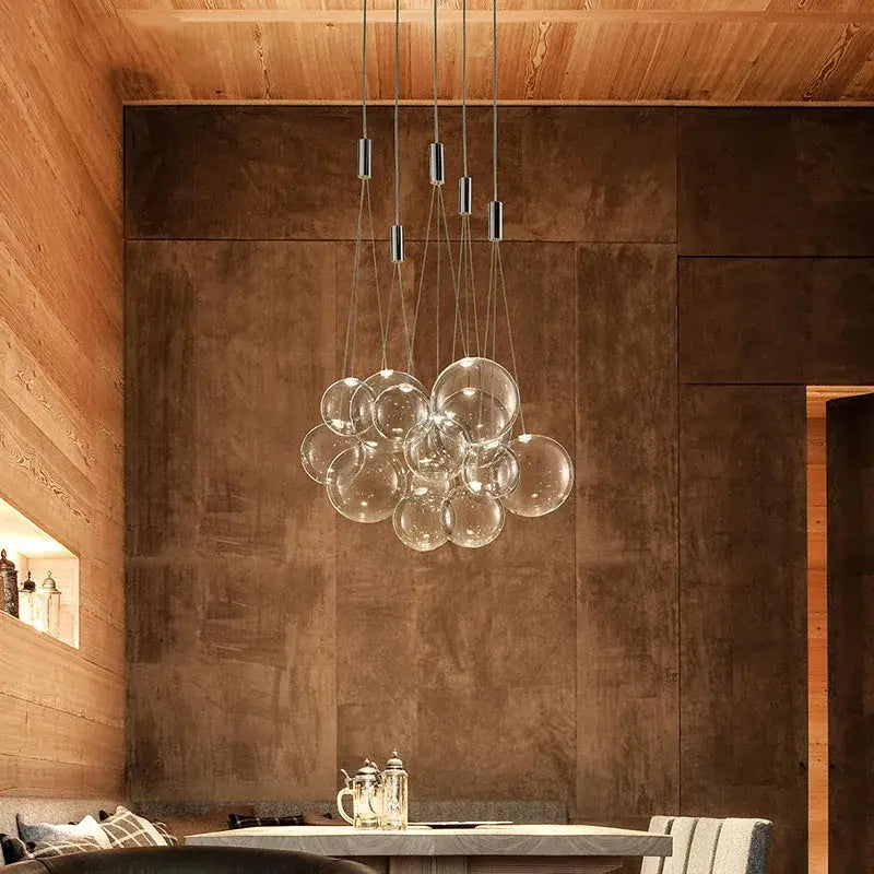 Modern clear bubble glass pendant light for dining room