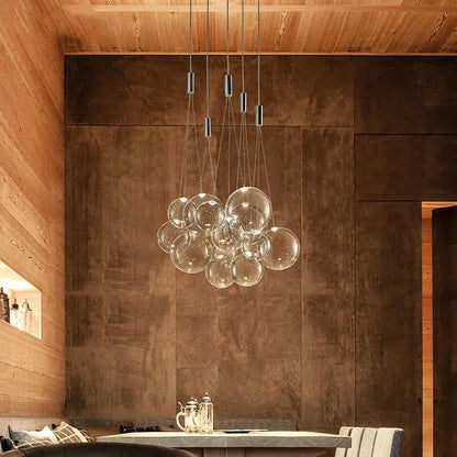 Modern clear bubble glass pendant light for dining room