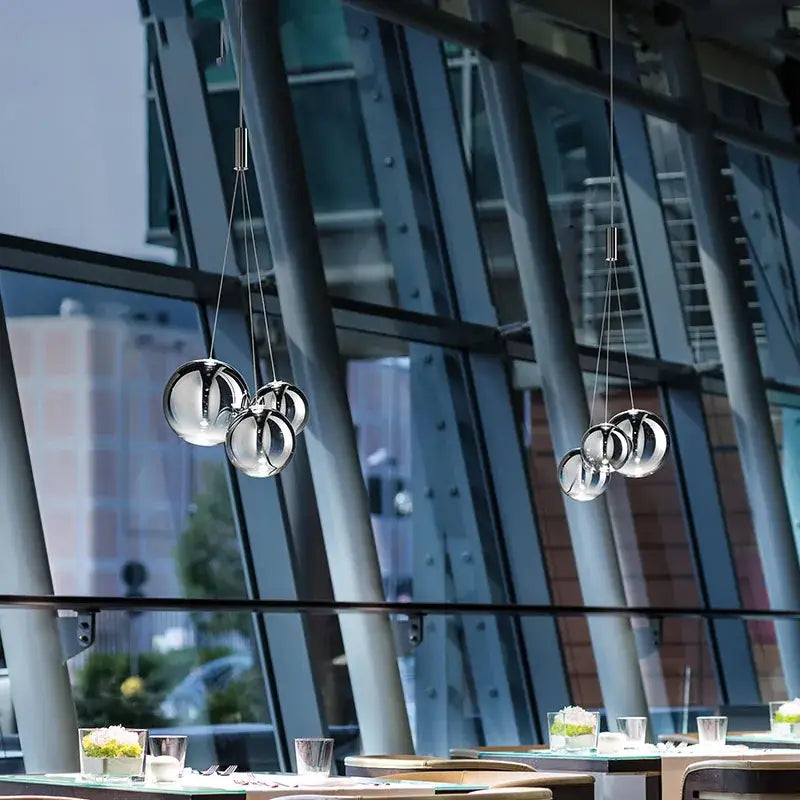 Modern clear bubble glass pendant light for dining room