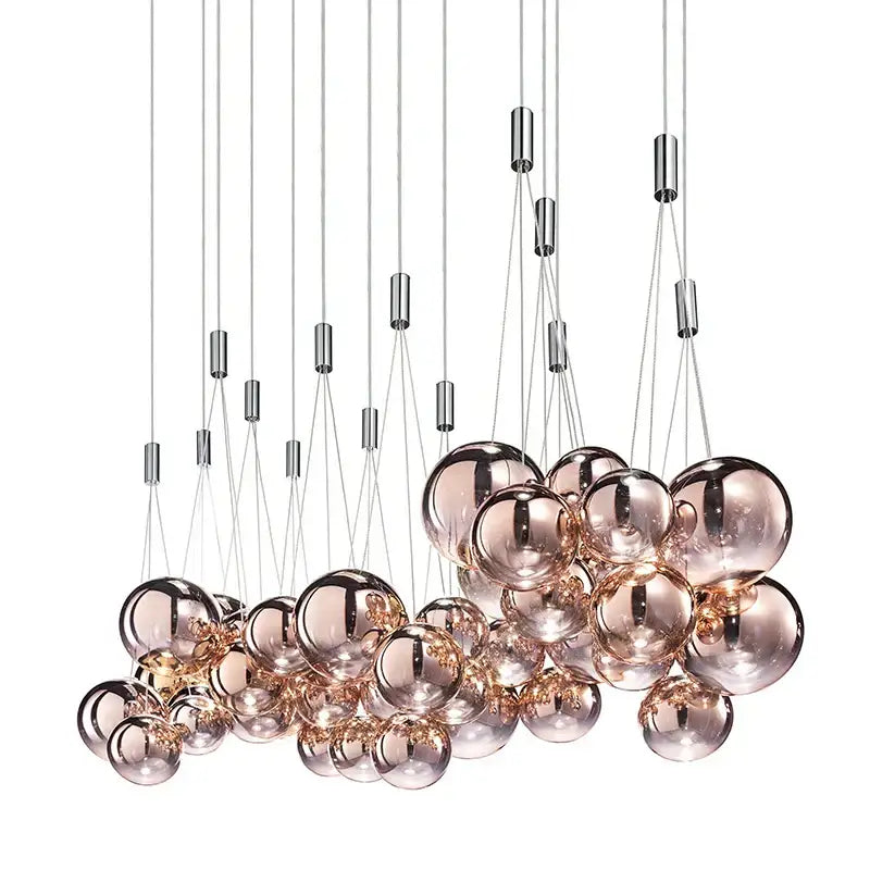 Modern clear bubble glass pendant light for dining room