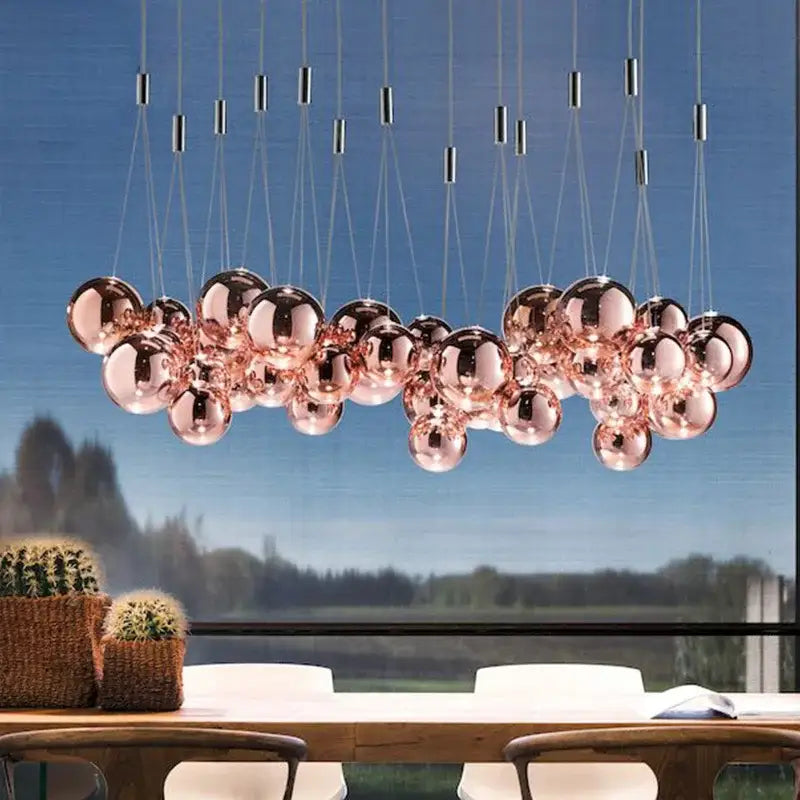 Modern clear bubble glass pendant light for dining room