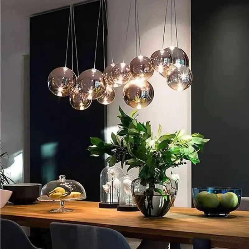 Modern clear bubble glass pendant lights for kitchen island