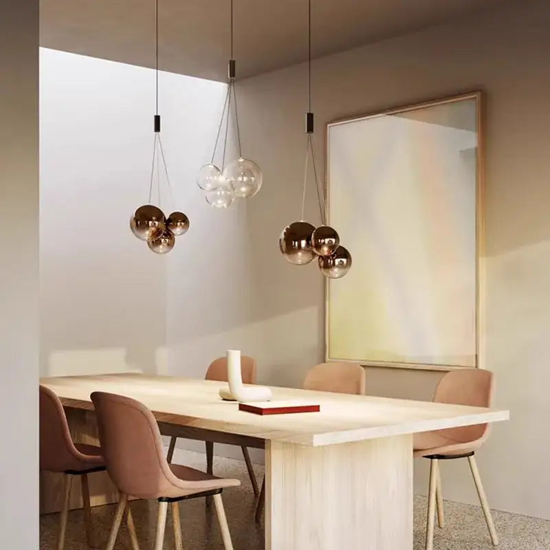 Modern clear bubble glass pendant lights for kitchen island
