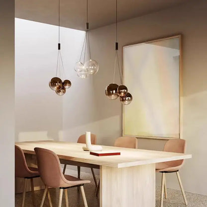 Modern clear bubble glass pendant lights for kitchen island