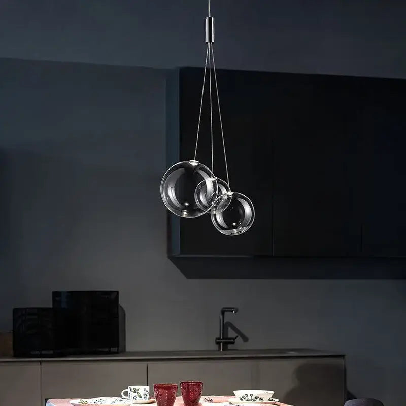 Modern clear bubble glass pendant lights for kitchen island