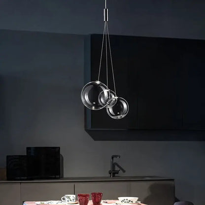 Modern clear bubble glass pendant lights for kitchen island