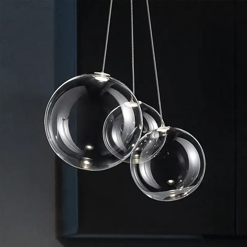 Modern clear bubble glass pendant lights for kitchen island