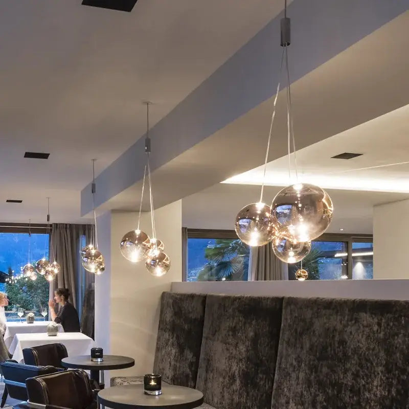 Modern clear bubble glass pendant lights for kitchen island