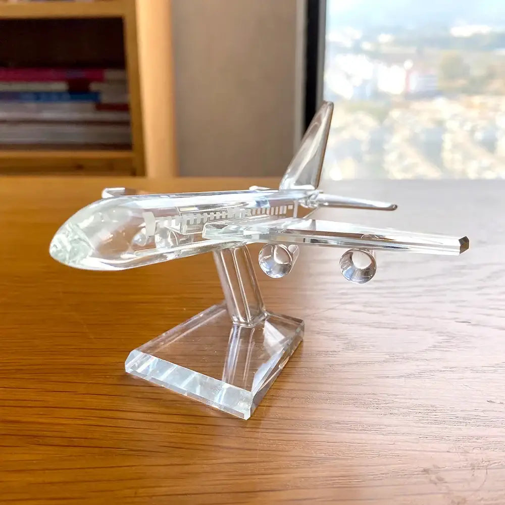 Modern clear crystal aircraft figurine living room decor